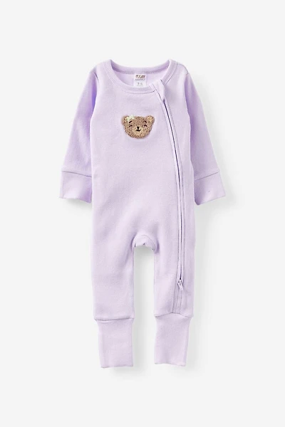 Growie Long Sleeve Rib All One Romper