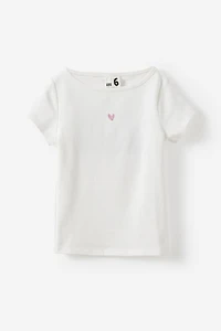 Fitted Short Sleeve Essential Boat Neck Tee