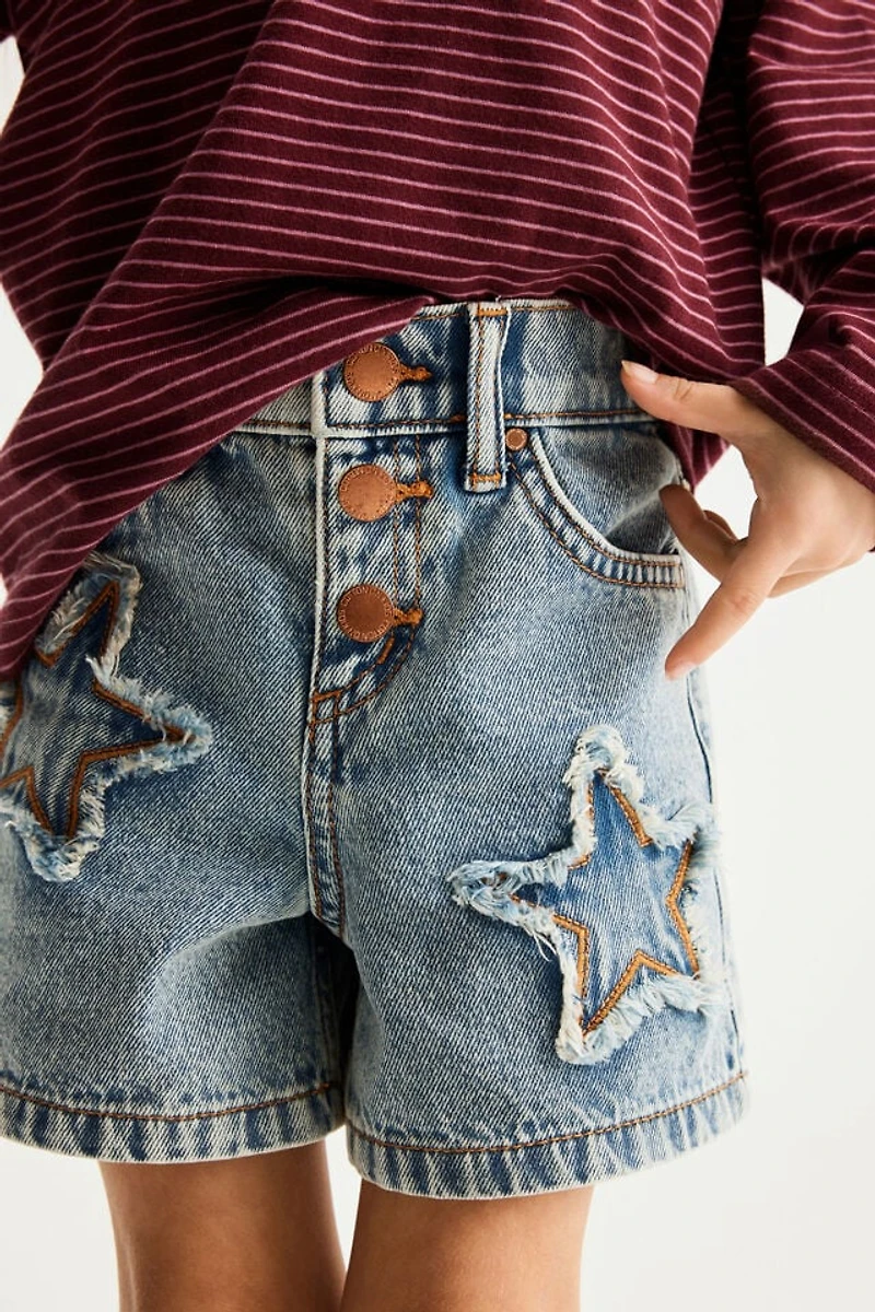 Snap Front Denim Short