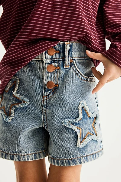 Snap Front Denim Short