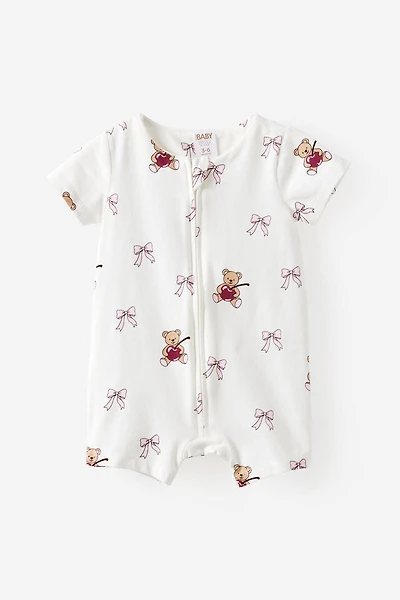 Growie Short Sleeve Zip All One Romper