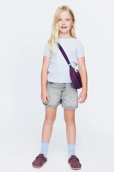 Snap Front Denim Short