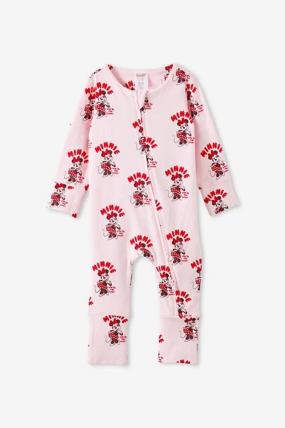 Minnie Mouse Disney Long Sleeve Zip Romper