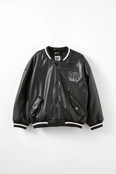 Tupac Faux Leather Bomber Jacket
