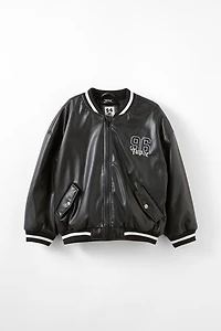 Tupac Faux Leather Bomber Jacket