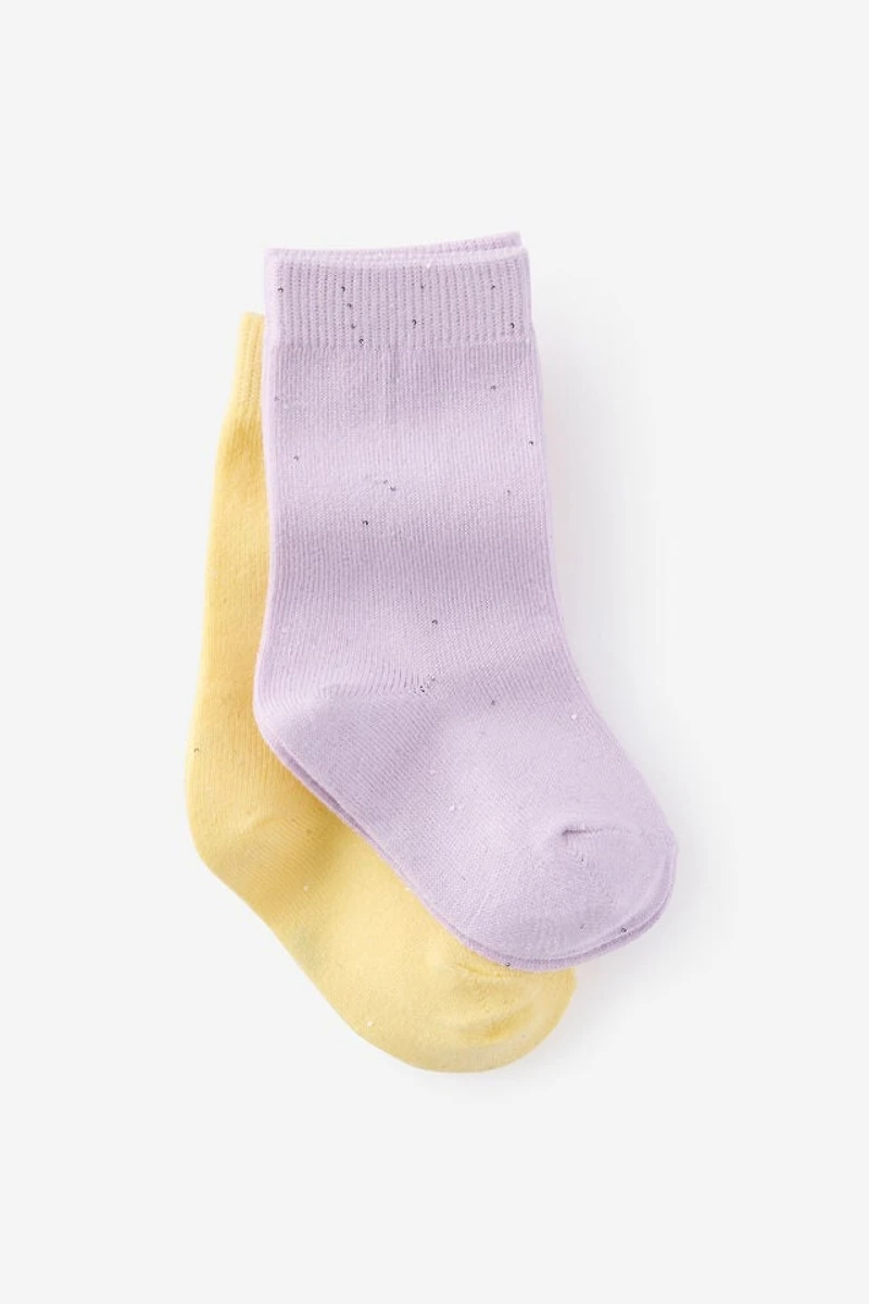 Kids 2Pk Longline Crew Socks