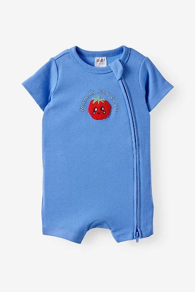 The Billie Short Sleeve Zip Romper