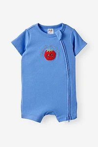 The Billie Short Sleeve Zip Romper