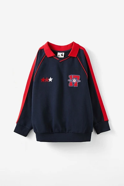 Polo Collar Fleece Top