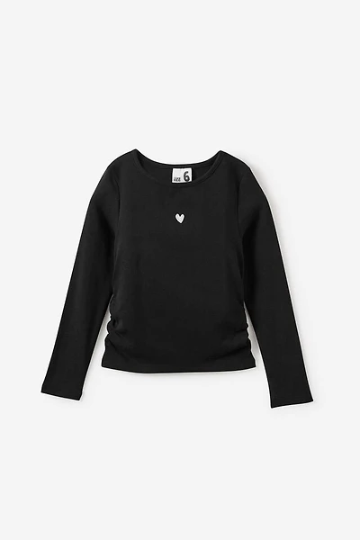 Fitted Long Sleeve Essential Gathered Top