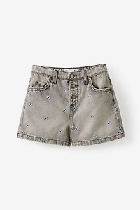 Snap Front Denim Short
