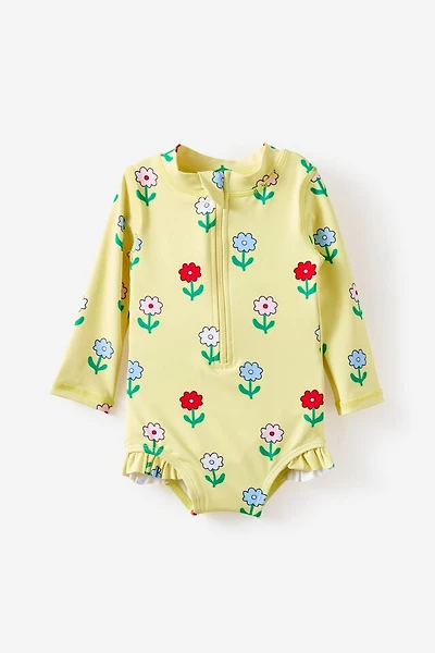 Lucy Long Sleeve Ruffle Back Swimsuit