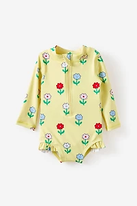 Lucy Long Sleeve Ruffle Back Swimsuit