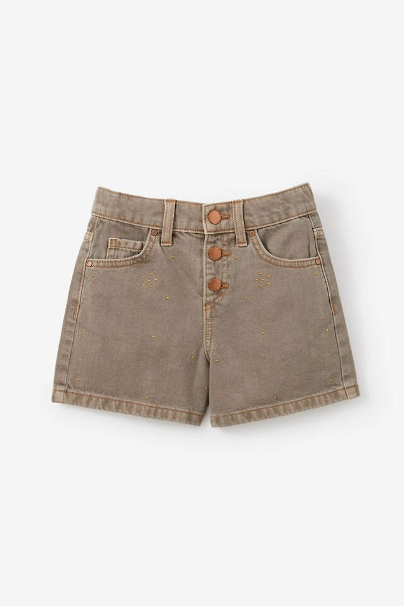 Snap Front Denim Short