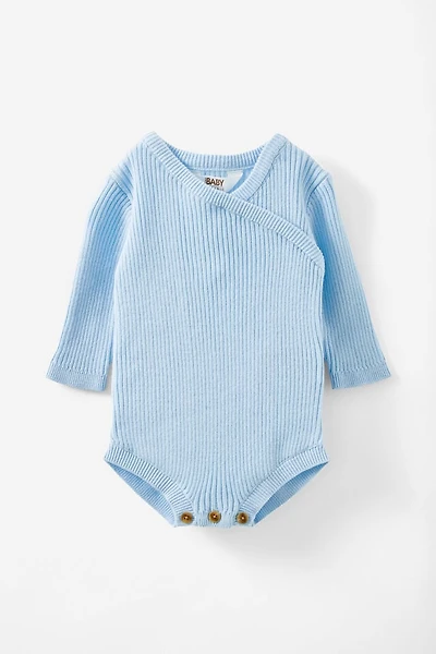 Organic Rib Knit Cross Over Tie Bubbysuit