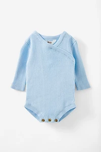 Organic Rib Knit Cross Over Tie Bubbysuit