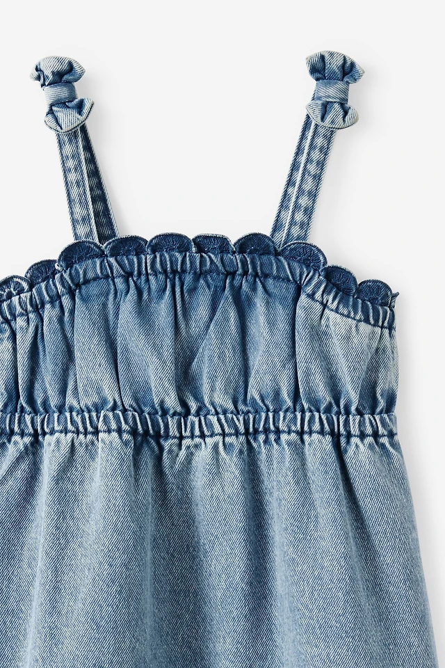 Sleeveless Denim Tiered Dress