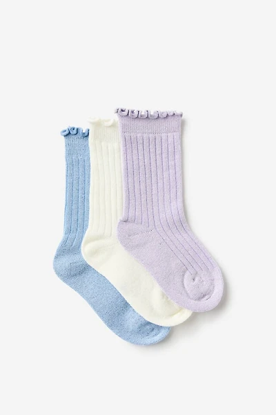 Kids 3Pk Sparkle Socks