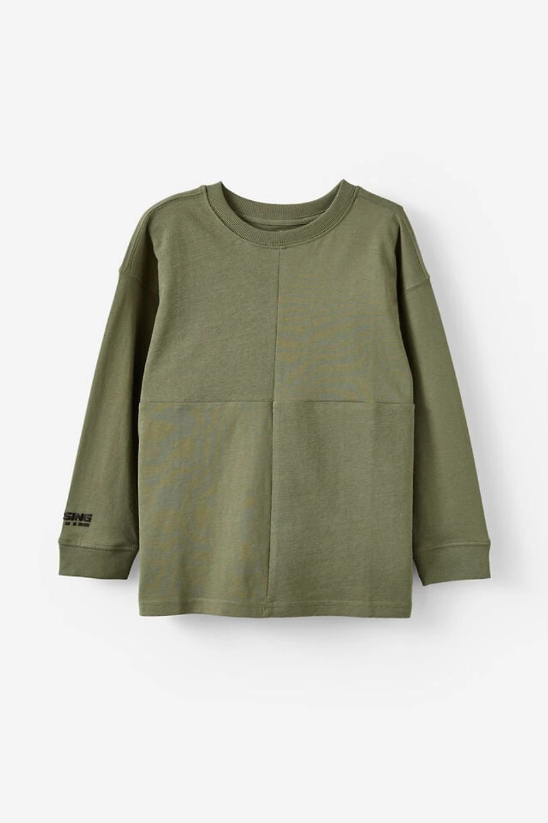Long Sleeve Textured Splice Tee