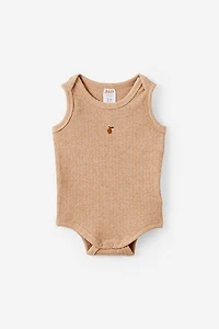 Organic Pointelle Sleeveless Bubbysuit