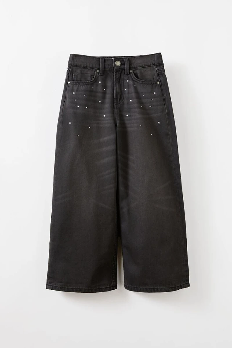 Embellished Super Wide Denim Jean