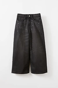 Embellished Super Wide Denim Jean