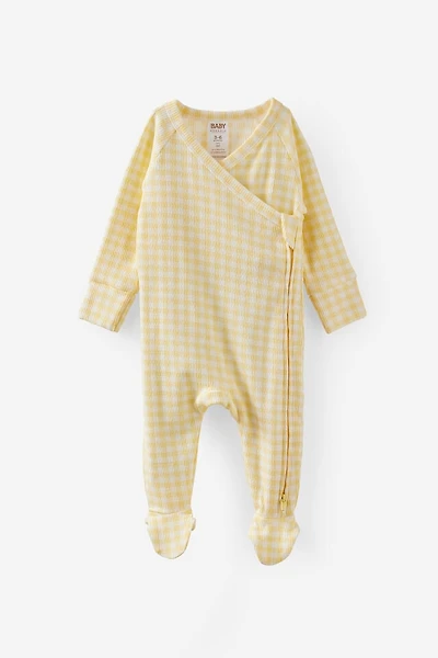 Organic Pointelle Cross Over Zip All One