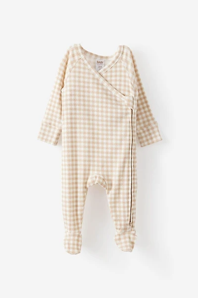 Organic Pointelle Cross Over Zip All One