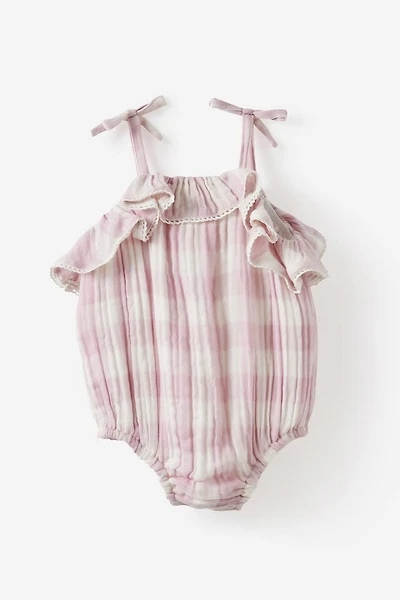 Organic Woven Sleeveless Ruffle Playsuit