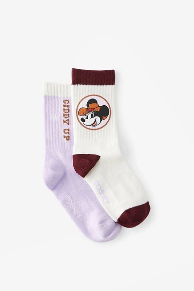 Disney Minnie Mouse 2PK Crew Sock