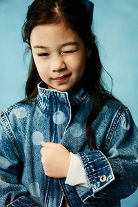 Funnel Neck Denim Jacket