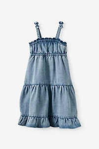 Sleeveless Denim Tiered Dress