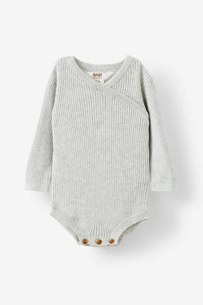 Organic Rib Knit Cross Over Tie Bubbysuit