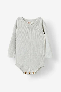 Organic Rib Knit Cross Over Tie Bubbysuit