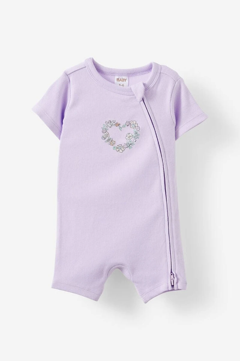 Growie Short Sleeve Zip All One Romper