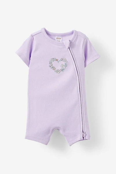 Growie Short Sleeve Zip All One Romper