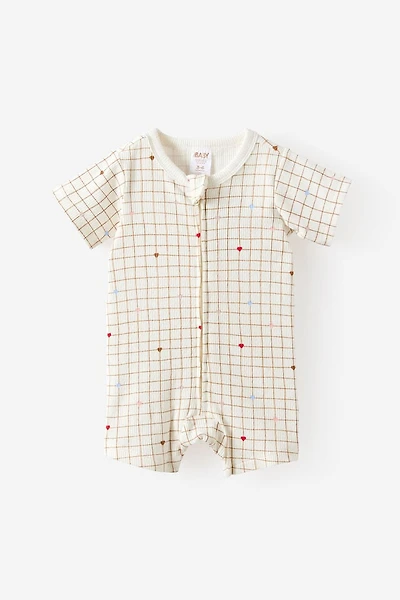 Littlie Organic Short Sleeve Zip All One Romper