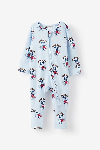 Mickey Mouse Disney Long Sleeve Zip Romper