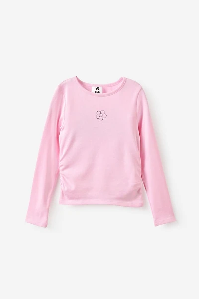 Fitted Long Sleeve Essential Gathered Top