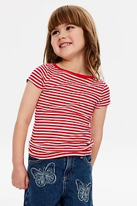 Fitted Short Sleeve Essential Boat Neck Tee