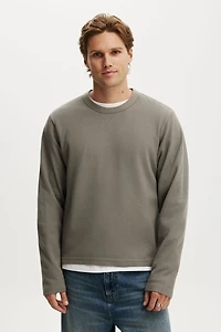 Cropped Fit Textured Long Sleeve