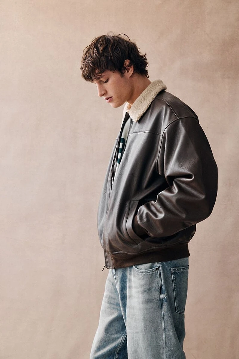 Faux Leather Flight Jacket