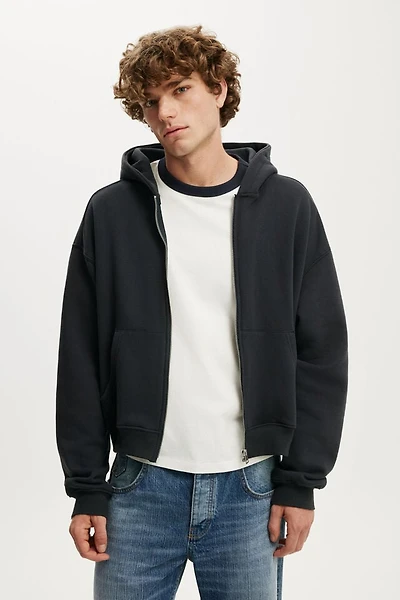 Cropped Zip Up Hoodie