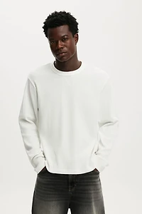 Cropped Fit Textured Long Sleeve