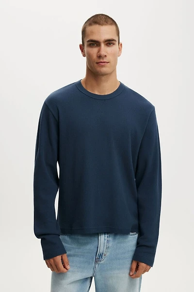 Cropped Fit Textured Long Sleeve