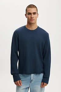 Cropped Fit Textured Long Sleeve