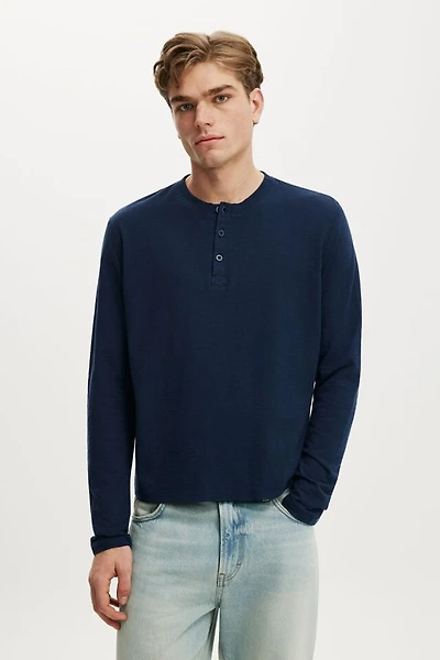 Fitted Henley Long Sleeve T-Shirt