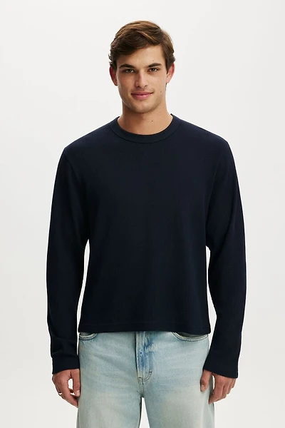 Cropped Fit Textured Long Sleeve