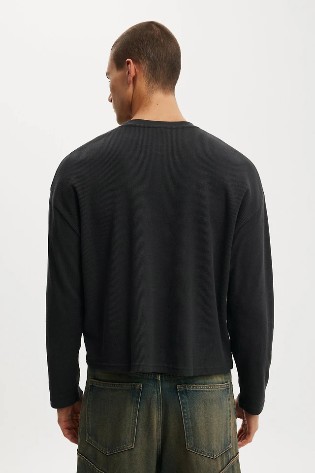 Cropped Fit Henley Long Sleeve
