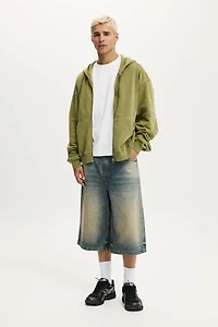 Cropped Zip Up Hoodie